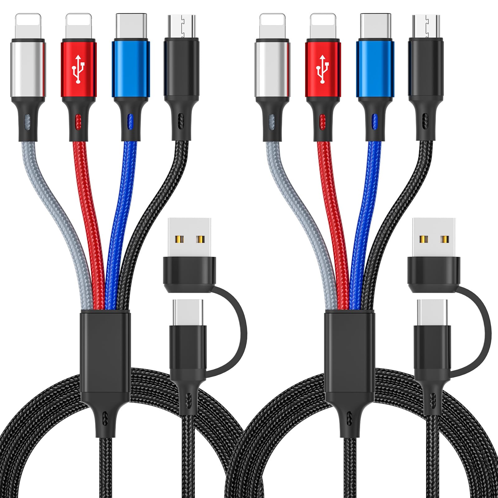 Amazon.co.jp: マルチ充電ケーブル4 in 2、マルチ充電ケーブル2Pack